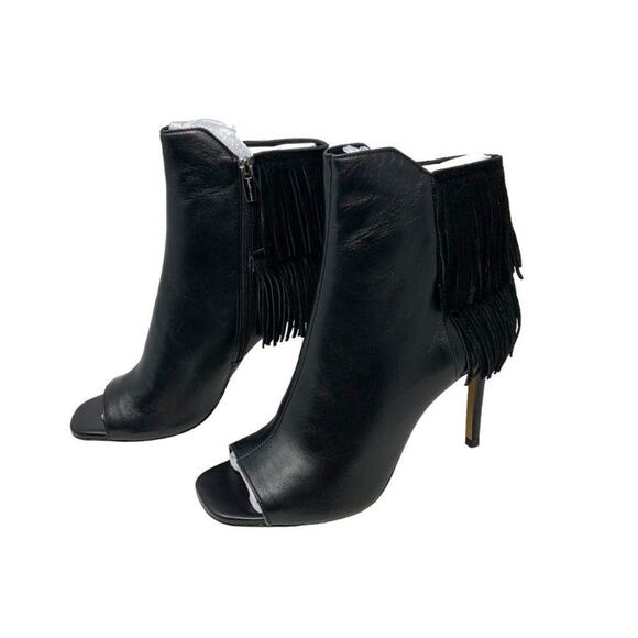 Vince Camuto Amenala Black Fringe Open Toe Stiletto Heel Bootie Sz 7.5 NWT $179 - Picture 5 of 7